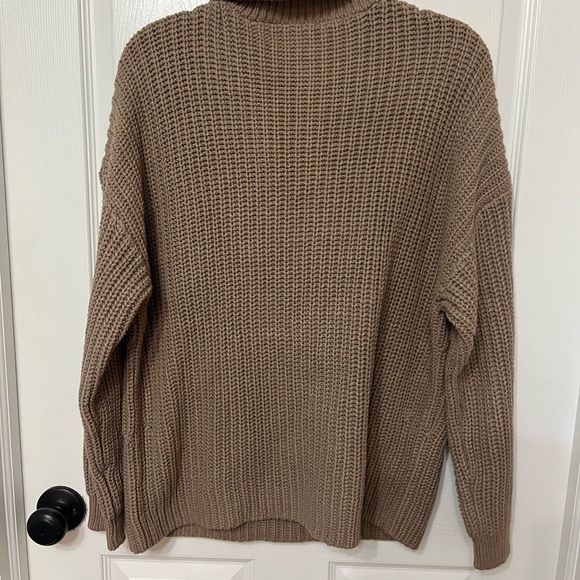 Haven Well Within Button-Up Chunky Mock Neck Sweater in Tan brown large - Picture 5 of 5